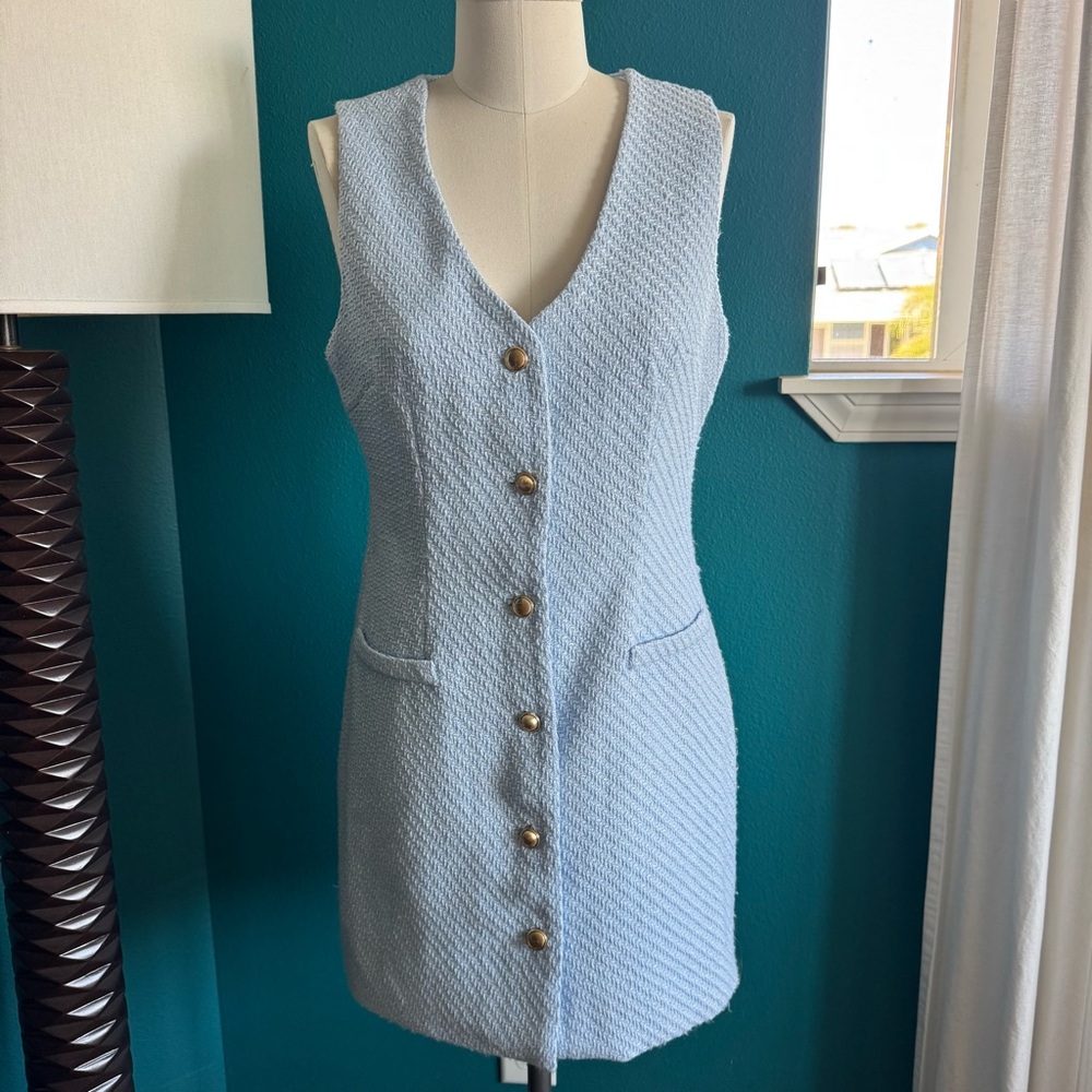 BeBop Light Blue Button-Down Mini Dress